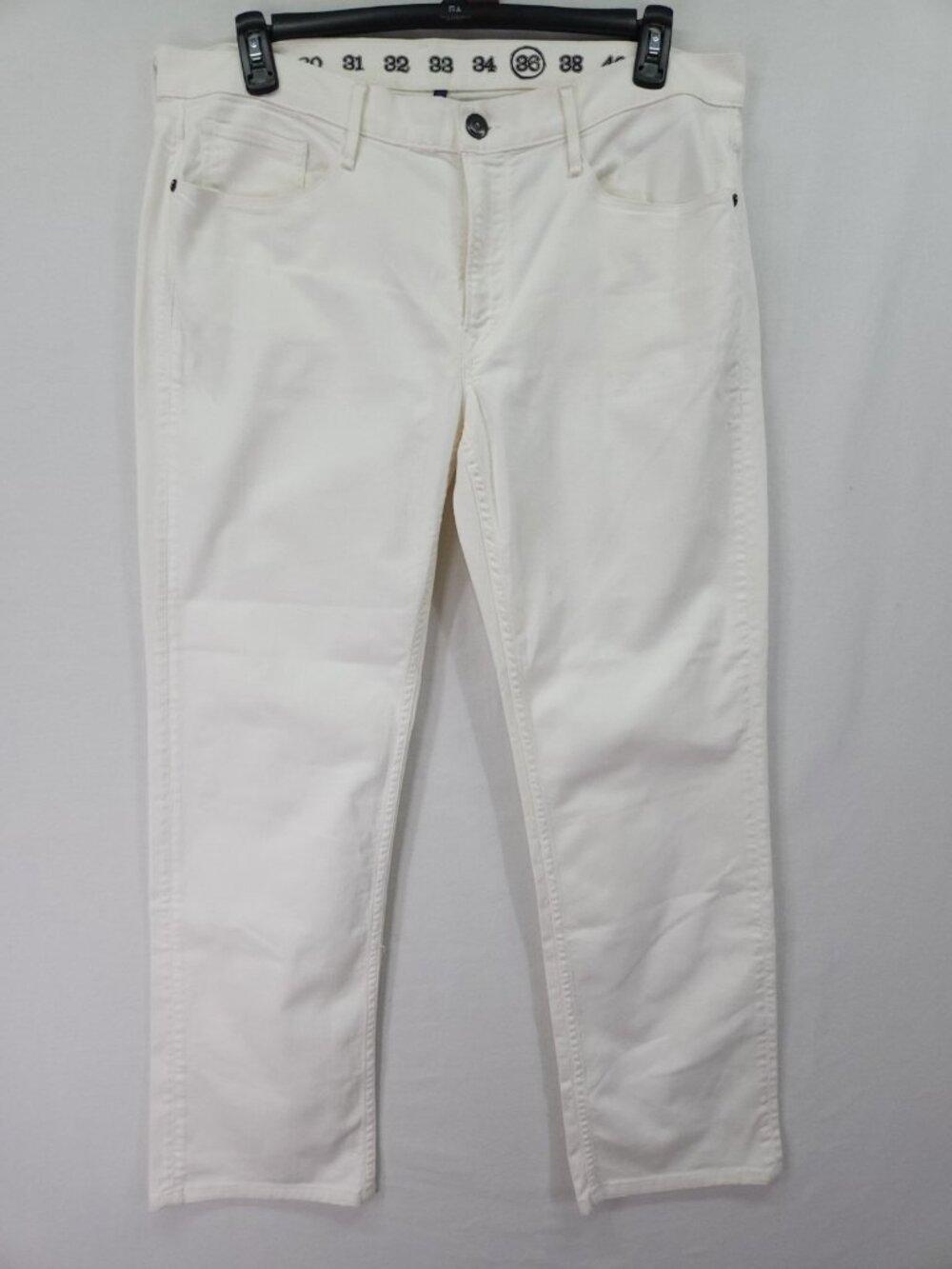 Earnest Sewn Mens Straight Leg Jeans Fulton Size 36x29 White Denim Pants Classic